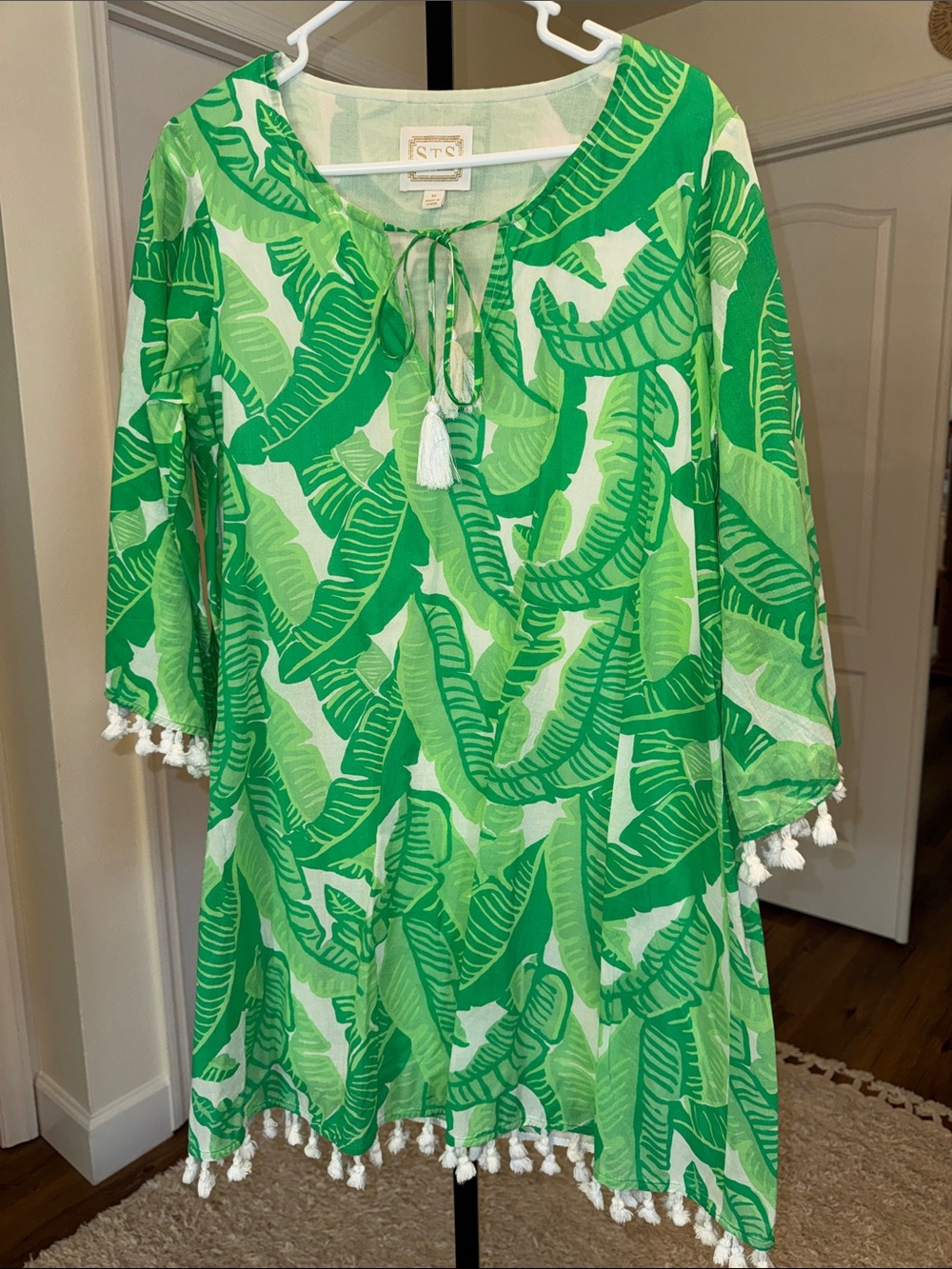 Sail To Sable Tropical Palm Leaf Dress - Size M